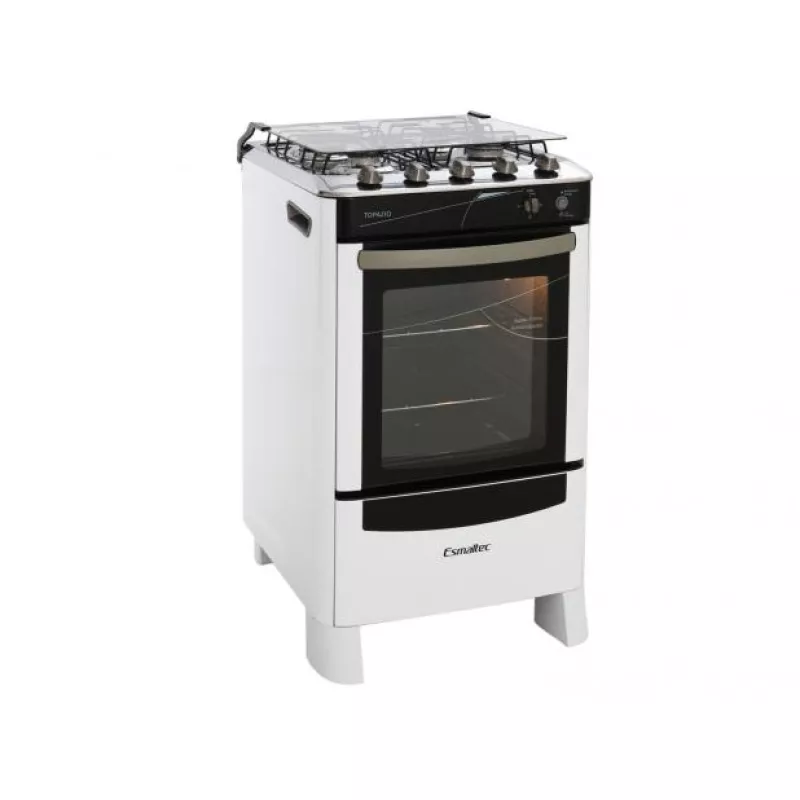 Fogão 4 Bocas Mesa Inox Topázio Branco Esmaltec