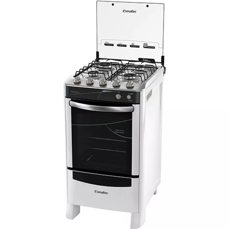 Fogão 4 Bocas Mesa Inox Topázio Branco Esmaltec