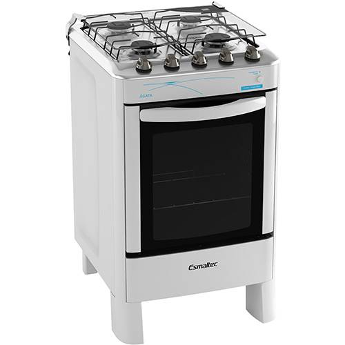 Fogão 4 Bocas Mesa Inox ágata Branco Esmaltec