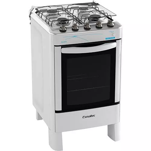 Fogão 4 Bocas Mesa Inox ágata Branco Esmaltec