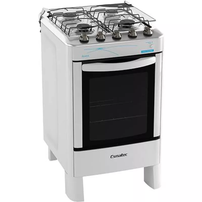 Fogão 4 Bocas Mesa Inox ágata Branco Esmaltec