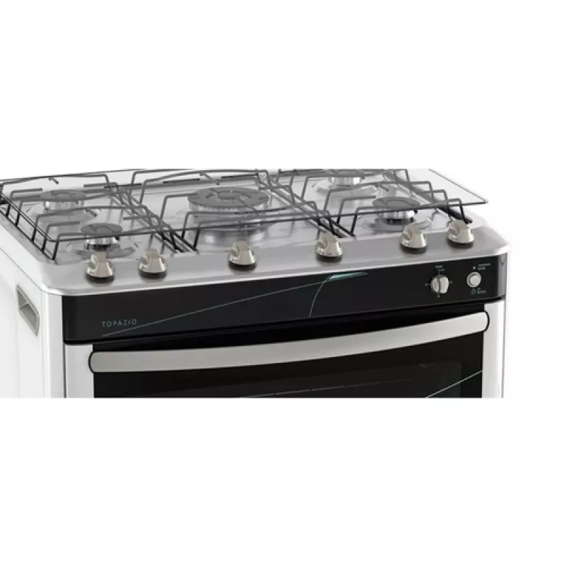 Fogão 5 Bocas Mesa Inox Topazio Branco Esmaltec