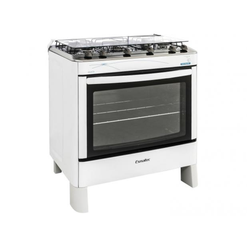 Fogão 5 Bocas Mesa Inox ágata Branco Esmaltec