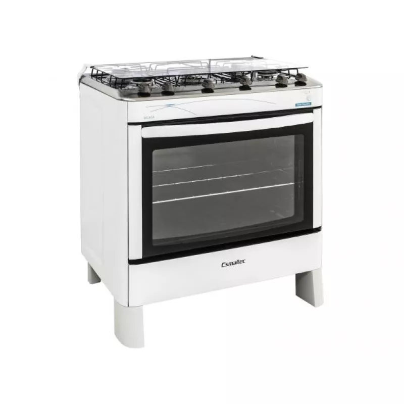 Fogão 5 Bocas Mesa Inox ágata Branco Esmaltec
