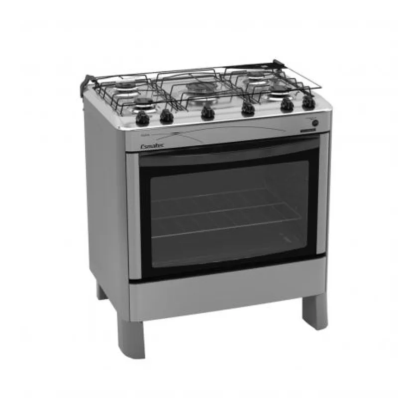 Fogão 5 Bocas Mesa Inox ágata Inox Esmaltec