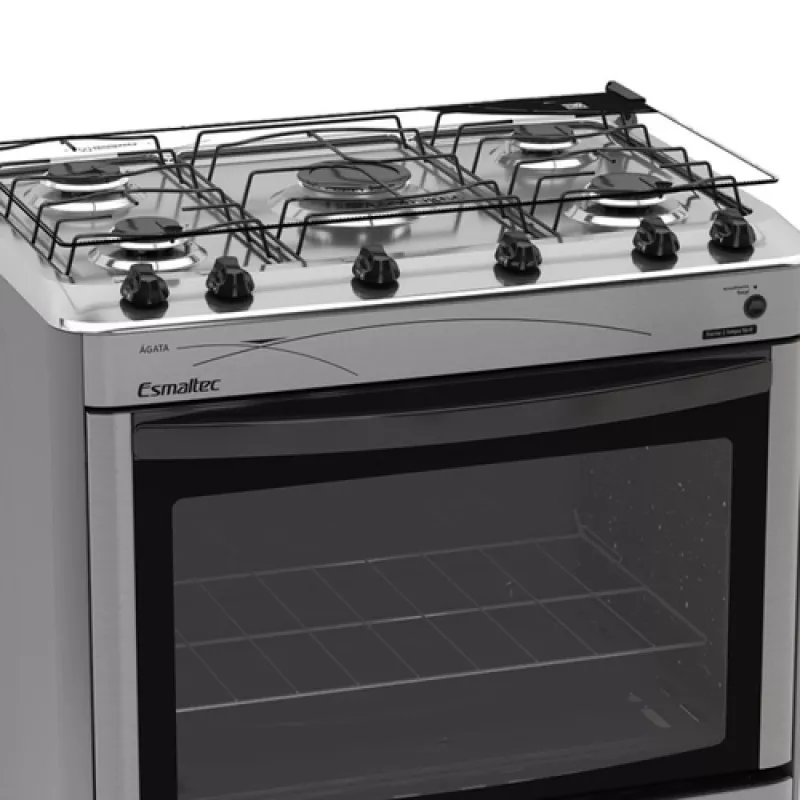 Fogão 5 Bocas Mesa Inox ágata Inox Esmaltec