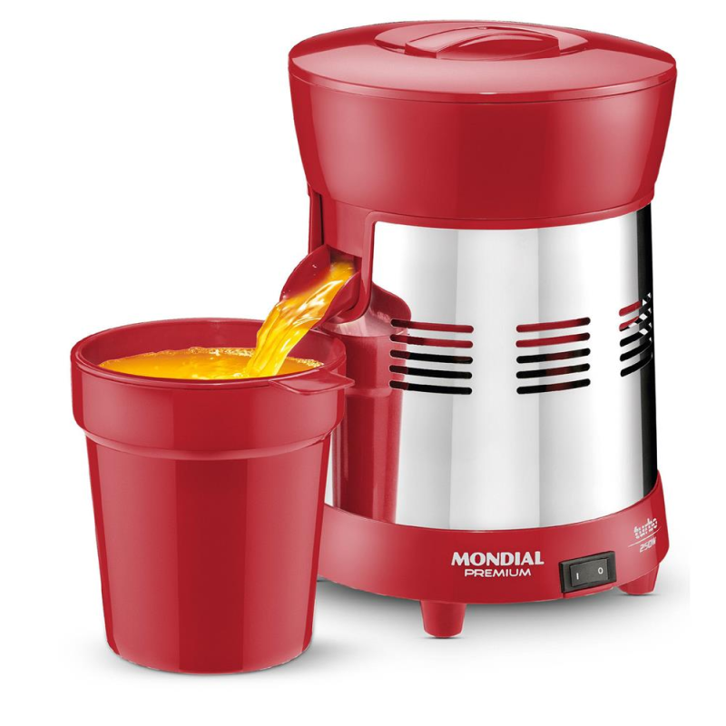 Espremedor de frutas 250w turbo premium vermelho inox