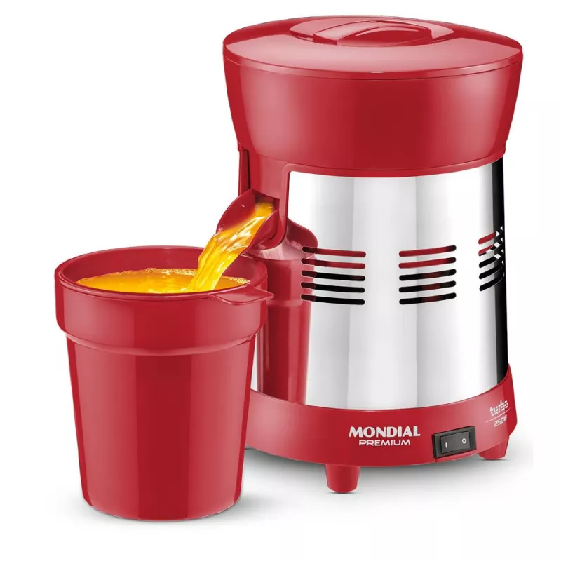 Espremedor De Frutas 250w Turbo Premium Vermelho Inox Mondial