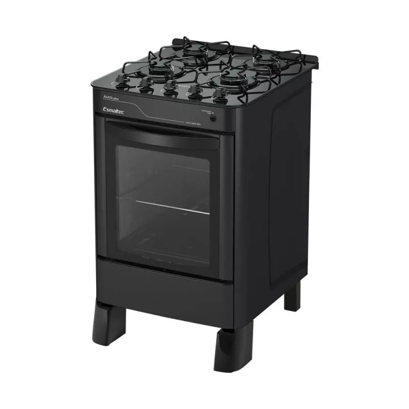 Fogão 4 Bocas Mesa Vidro ágata Glass Preto Esmaltec