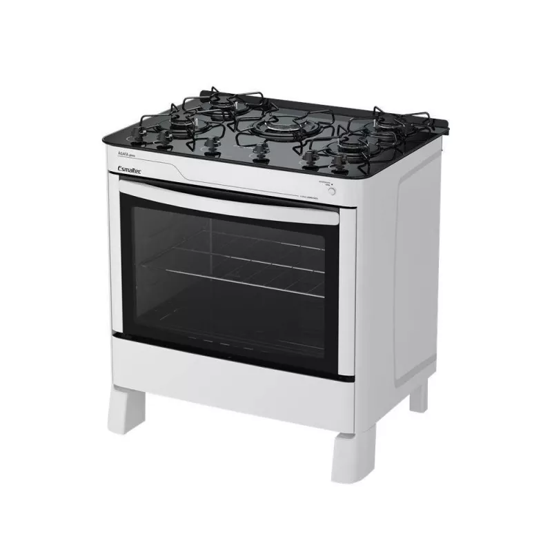 Fogão 5 Bocas Mesa Vidro ágata Glass Branco Esmaltec