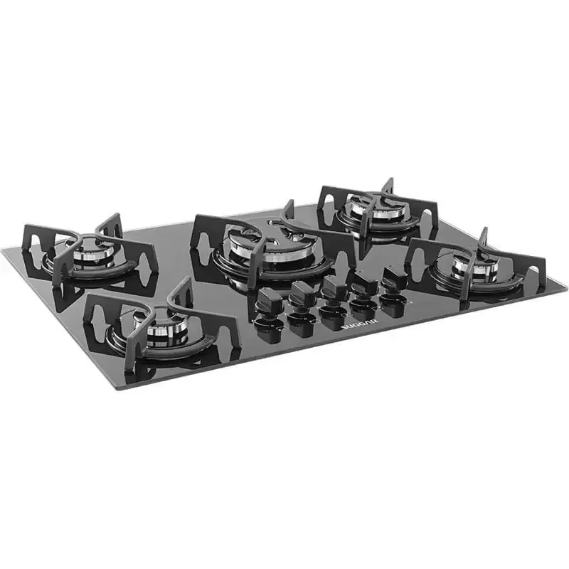 Cooktop 5 Bocas A Gás Glass Fg5305fvp Tripla Chama Preto Suggar