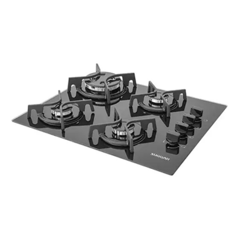 Cooktop 4 bocas a gás glass fg4404fvp tripla chama preto