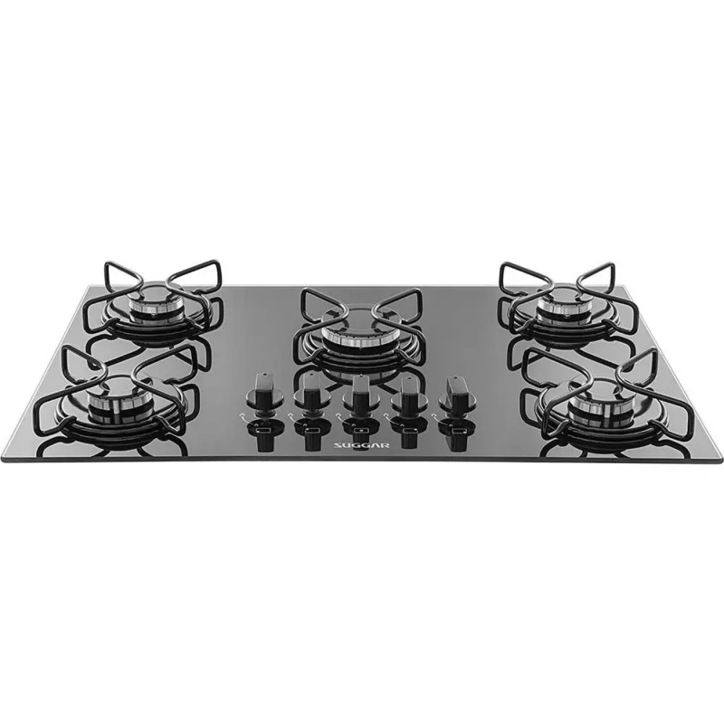 Cooktop 5 Bocas A Gás Glass Fg5005avp Preto Suggar