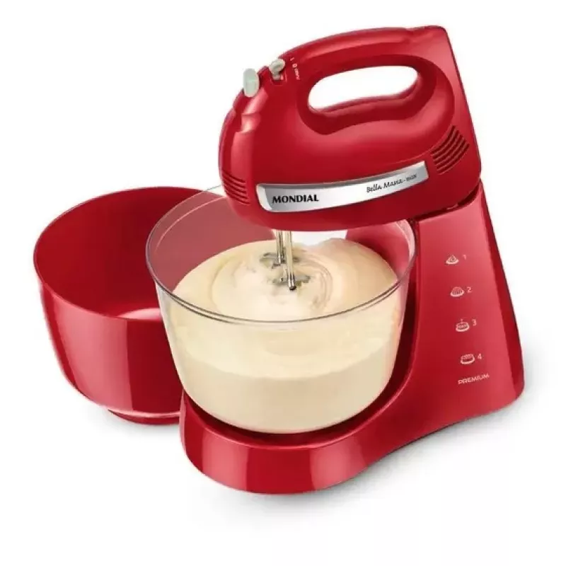 Batedeira 04 velocidades 500w bella massa b29np vermelha mondial