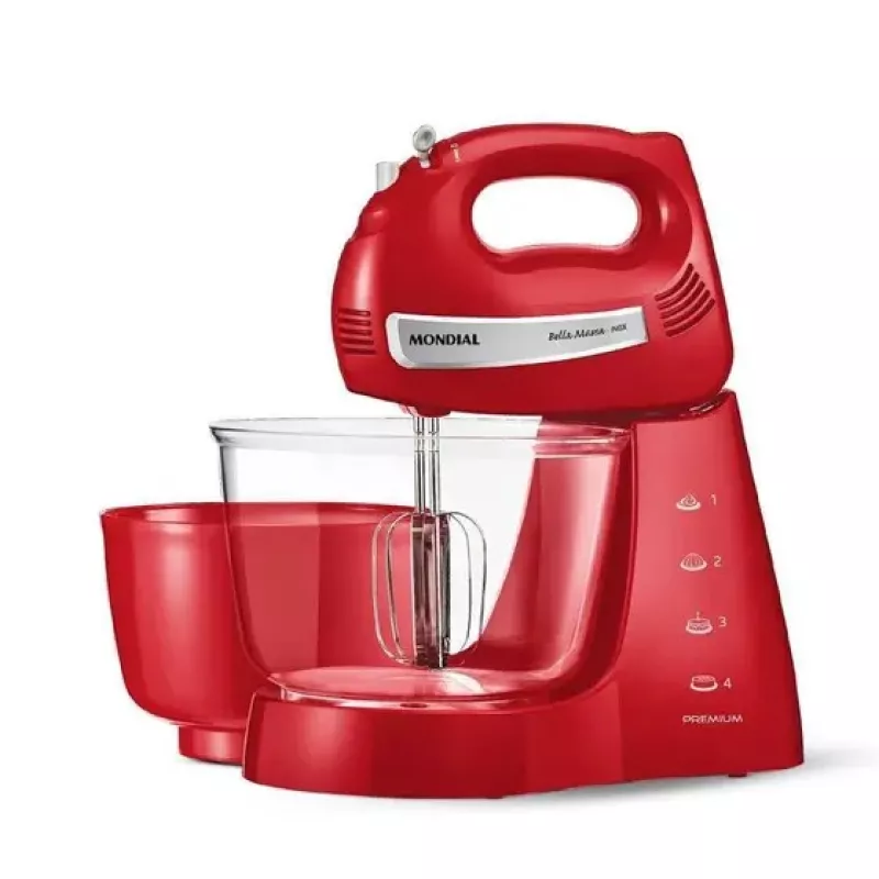 Batedeira 04 velocidades 500w bella massa b29np vermelha mondial
