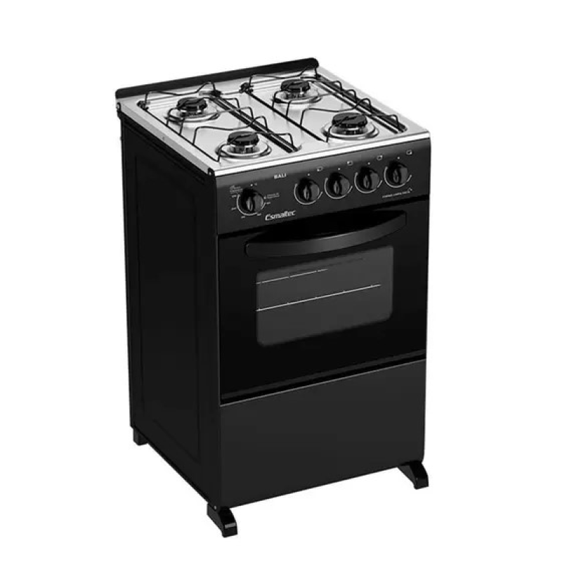 Fogão 4 Bocas Mesa Inox Bali Preto Esmaltec