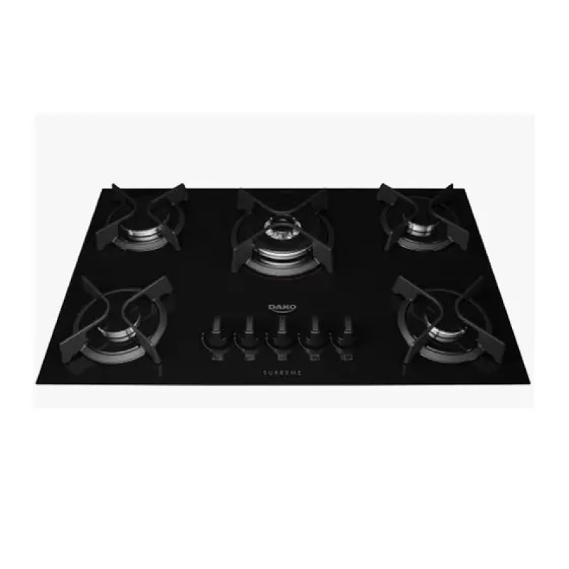 Cooktop 5 Bocas A Gás Glass Supreme Preto Dako