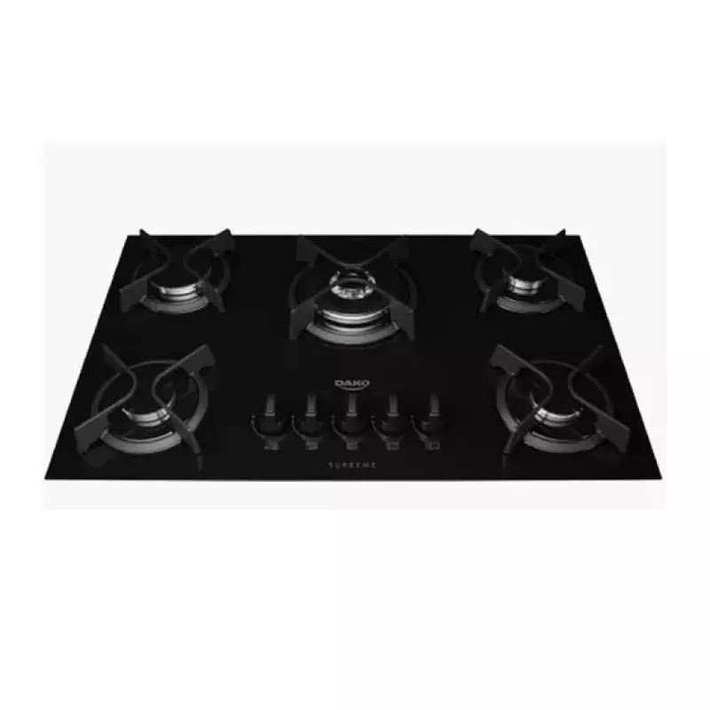 Cooktop 5 Bocas A Gás Glass Supreme Preto Dako