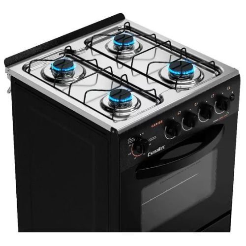 Fogão 4 Bocas Mesa Inox Caribe Preto Esmaltec