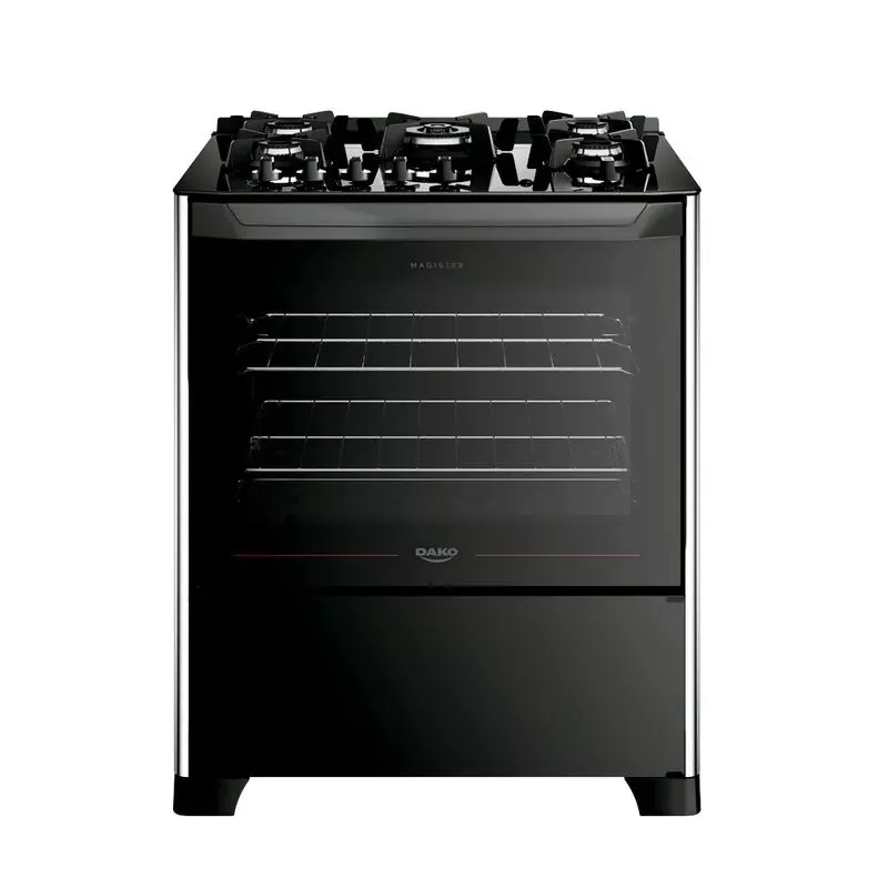 Fogão 5 bocas mesa vidro magister preto dako