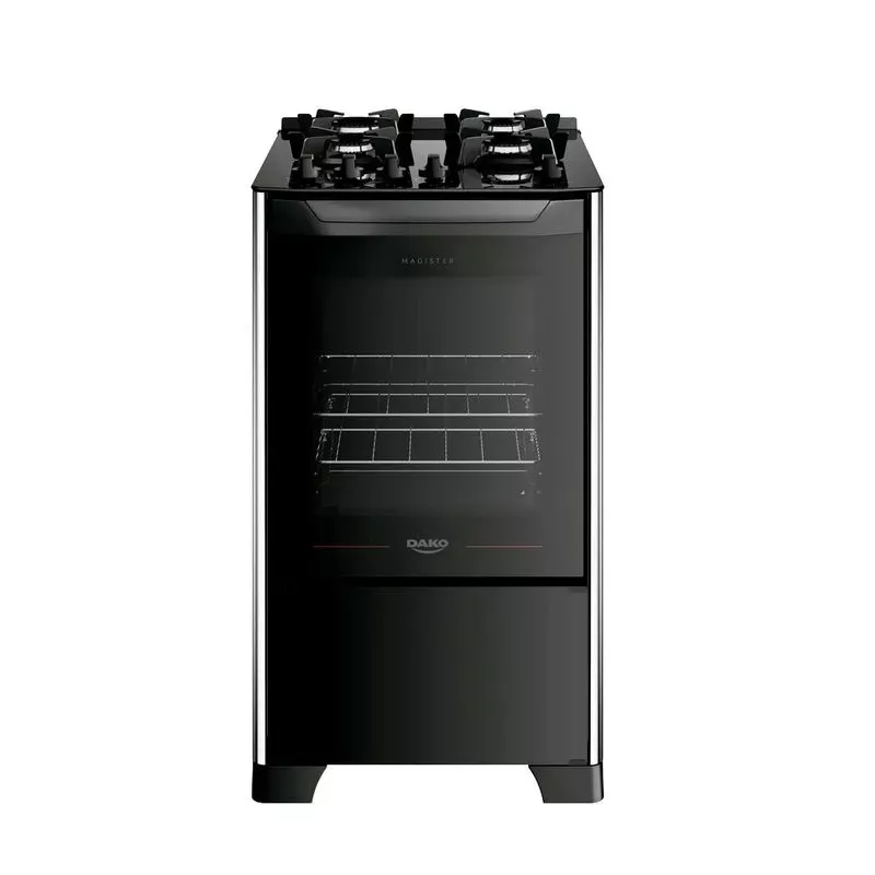 Fogão 4 bocas mesa vidro magister preto dako