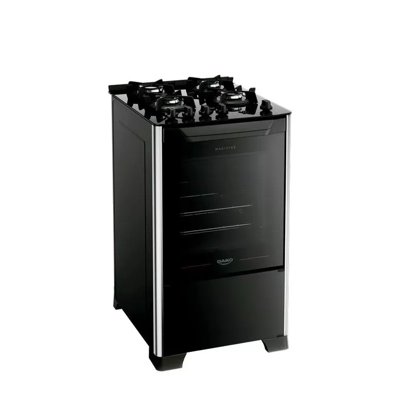 Fogão 4 bocas mesa vidro magister preto dako