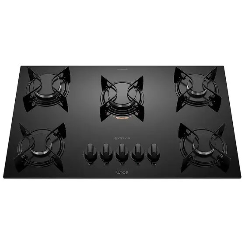 Cooktop 5 bocas a gás glass utop preto