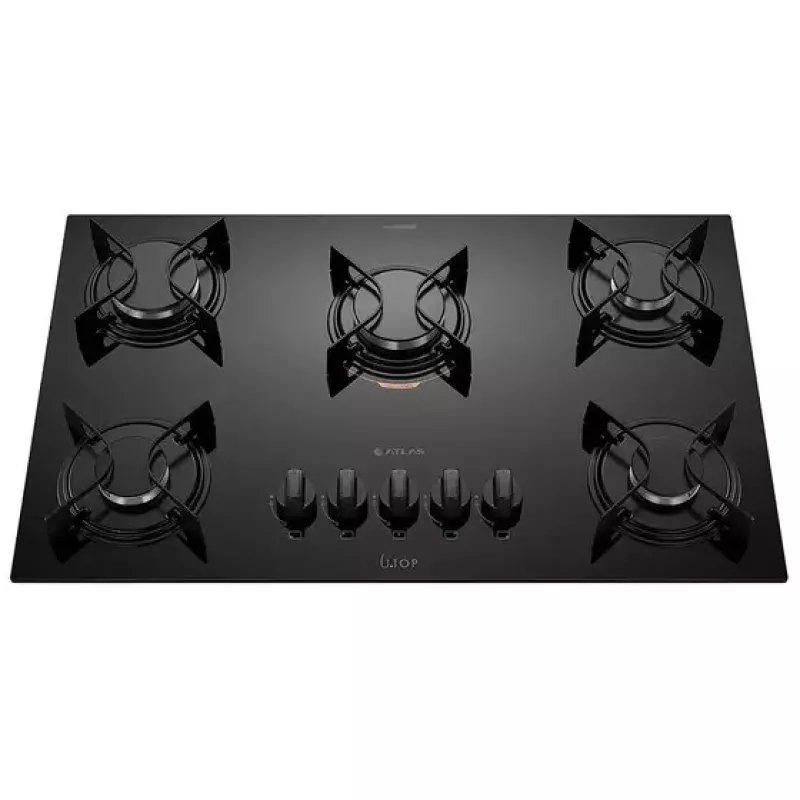 Cooktop 5 Bocas A Gás Glass Utop Preto Atlas