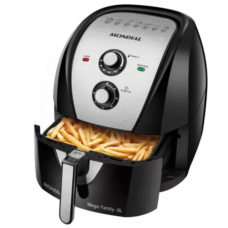 Fritadeira Air Fryer 1900w 8,0l Mega Family Afn80bi Preta Mondial