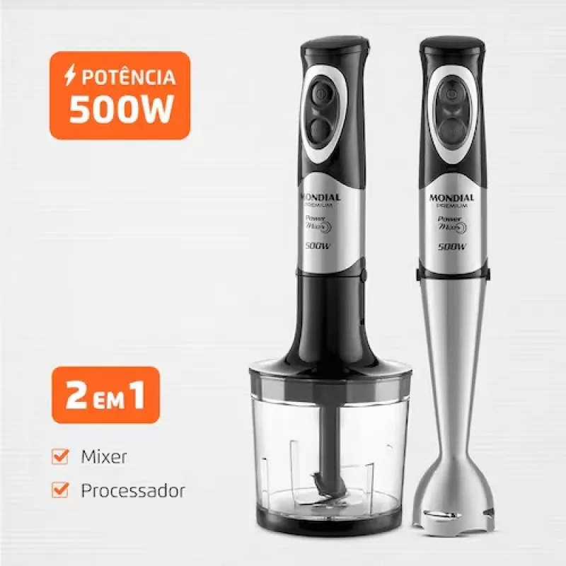 Mixer e processador 500w m07 preto inox mondial