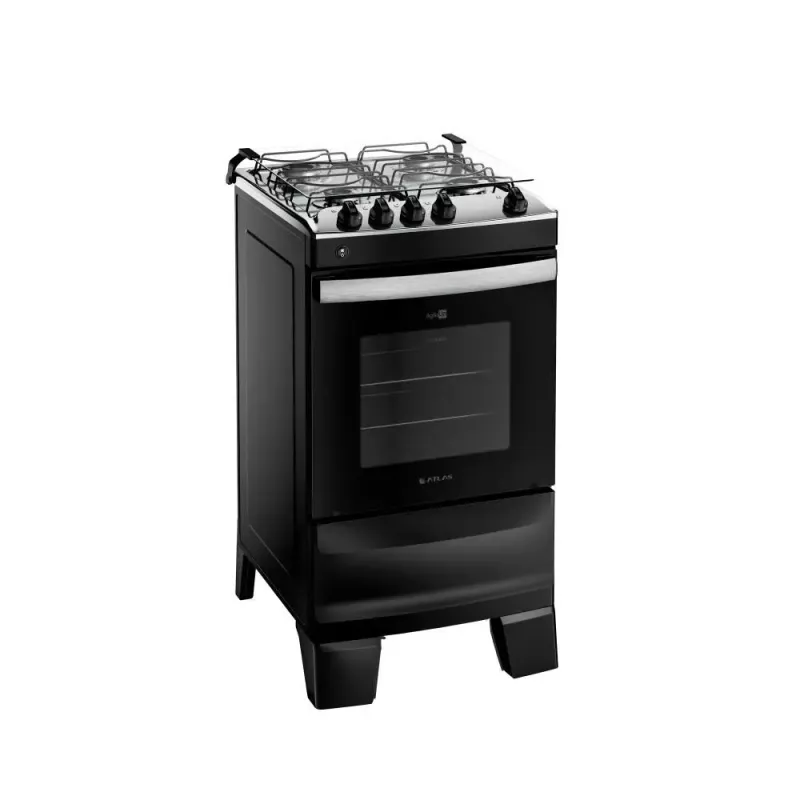 Fogão 4 Bocas Mesa Inox Agile Preto Atlas