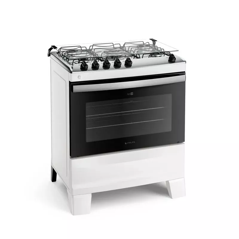 Fogão 5 bocas mesa inox agile branco atlas