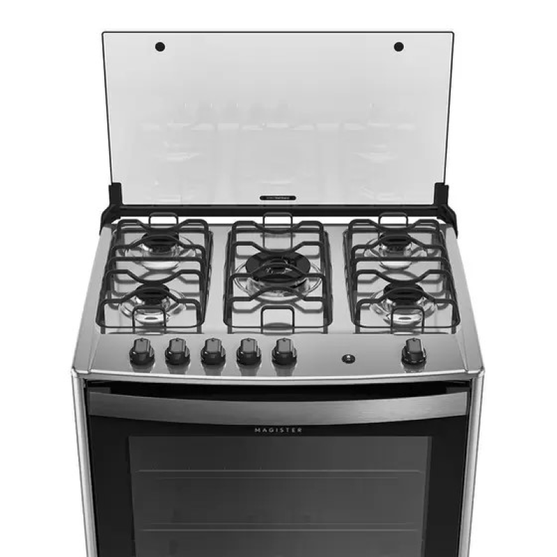 Fogão 5 bocas mesa inox magister preto