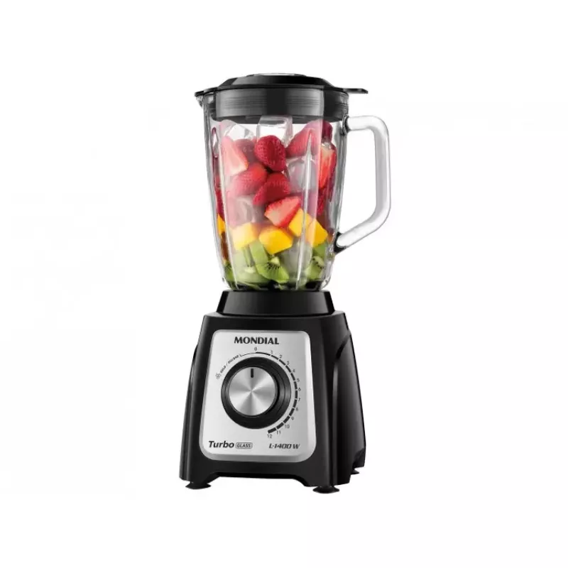 Liquidificador 12 Velocidades 1400w Turbo Glass L1400 Preto Mondial