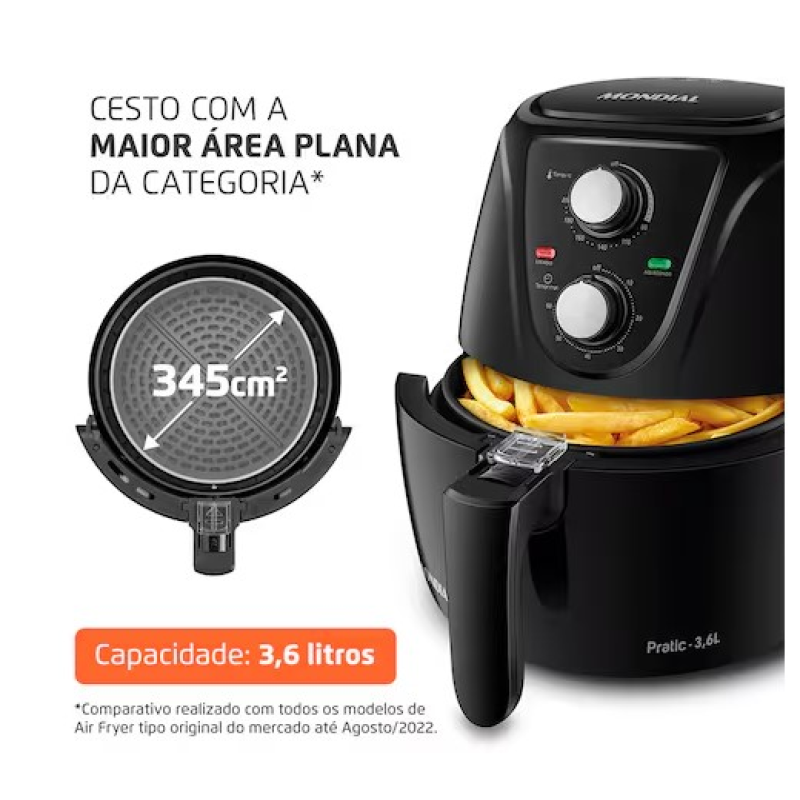 Fritadeira air fryer 1500w 3,6l af36fb preta