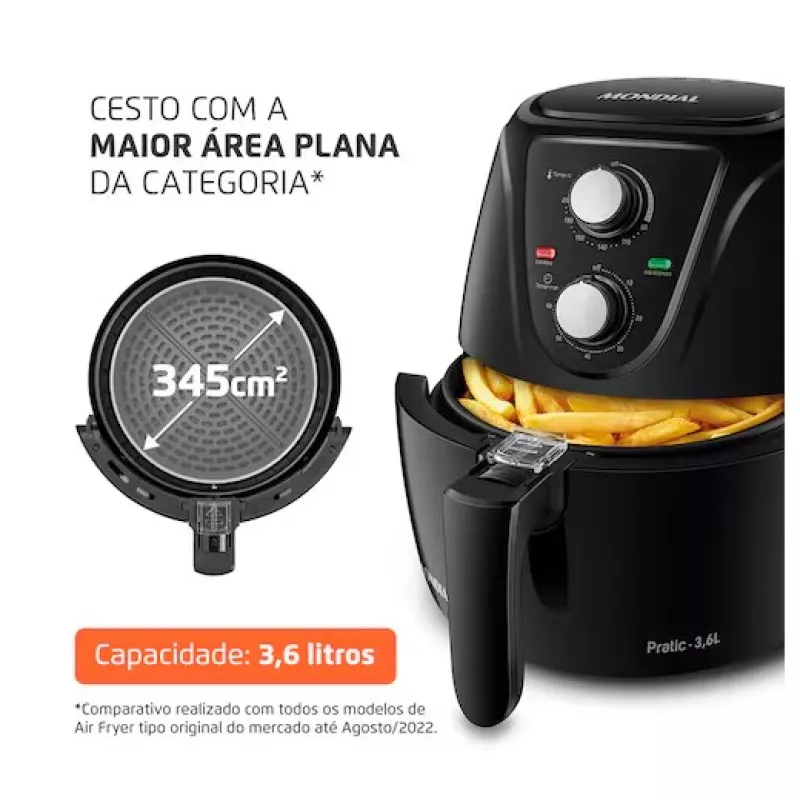 Fritadeira air fryer 1500w 3,6l af36fb preta
