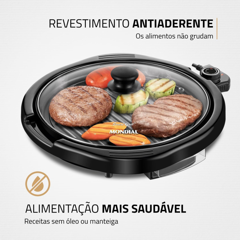 Grill 1200w smart grill 30cm preto
