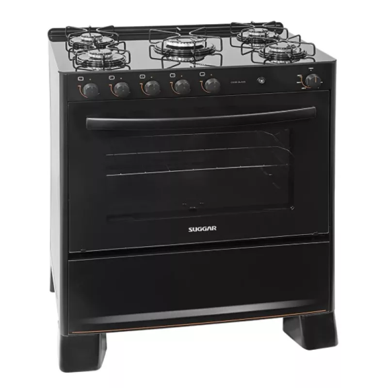 Fogão 5 bocas mesa vidro fgvcg510 cook preto