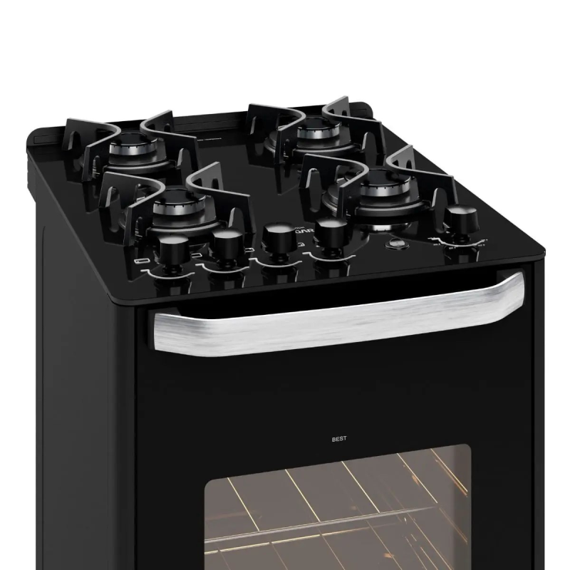 Fogão 4 bocas mesa vidro best cook fgvbg410 preto