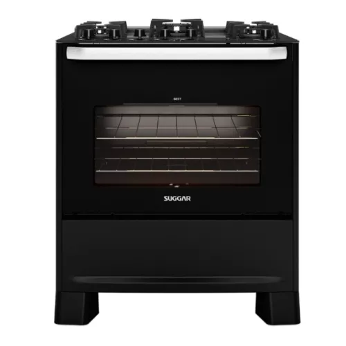 Fogão 5 bocas mesa vidro best cook fgvbg510 preto