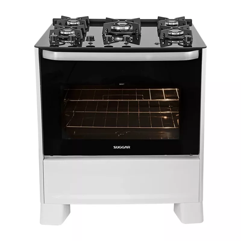 Fogão 5 bocas mesa vidro best cook fgvbg510 branco suggar