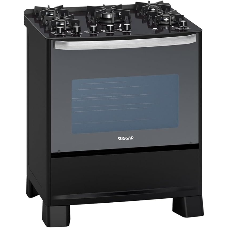 Fogão 5 bocas mesa vidro master grill fgvmtg512 preto