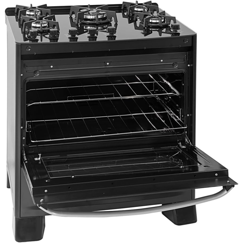 Fogão 5 bocas mesa vidro master grill fgvmtg512 preto
