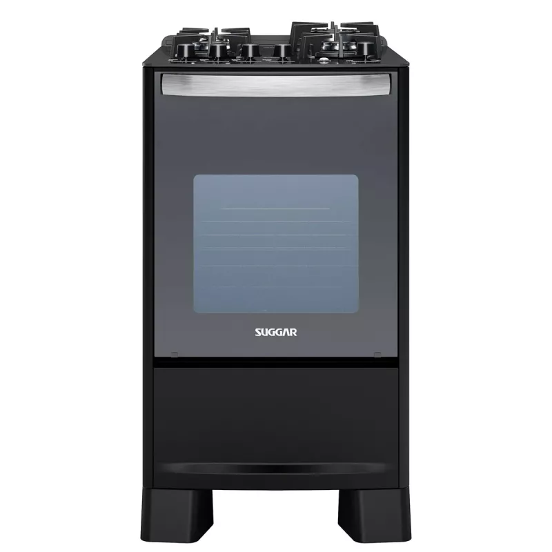 Fogão 4 bocas mesa vidro master grill fgvmtg412 preto suggar