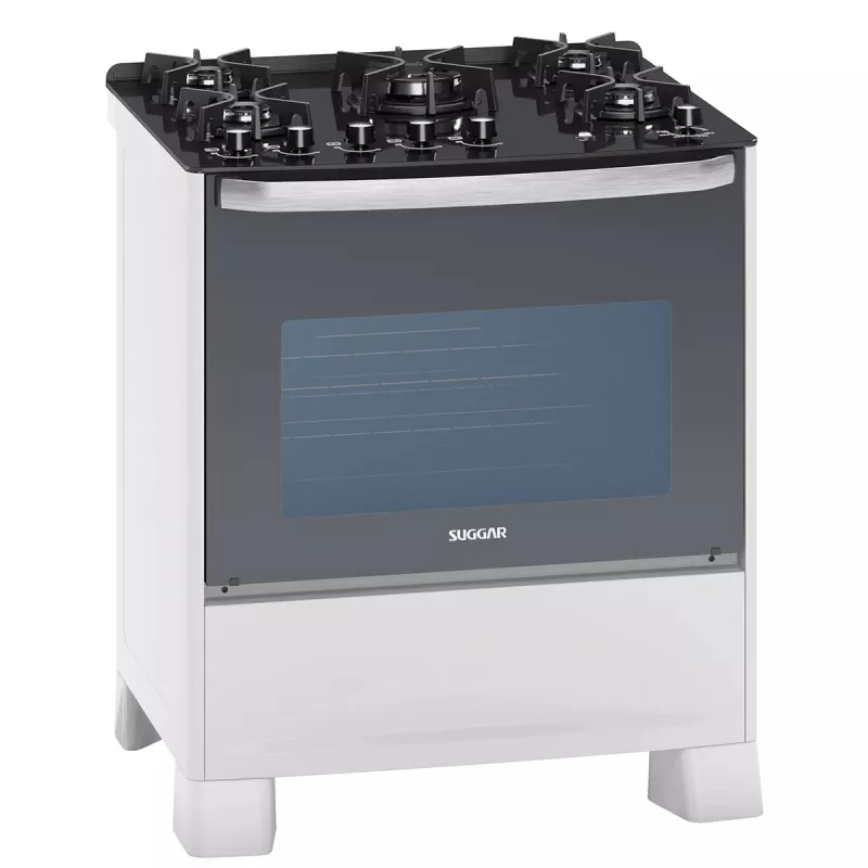 Fogão 5 bocas mesa vidro master grill fgvmtg512 branco suggar