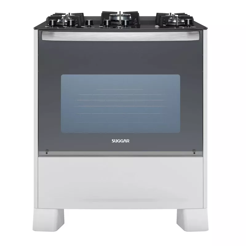 Fogão 5 bocas mesa vidro master grill fgvmtg512 branco suggar