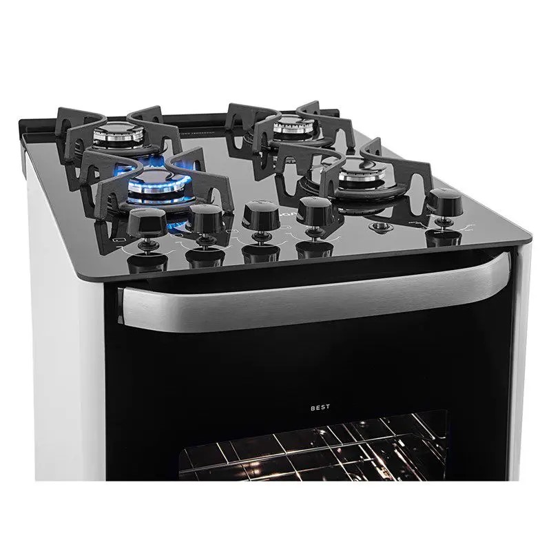 Fogão 4 bocas mesa vidro best cook fgvbg410 branco