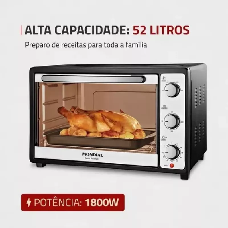 Forno Elétrico 1800w 52l Fr52b Preto Mondial