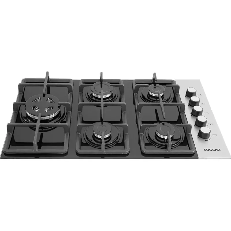 Cooktop 5 Bocas A Gás Glass Fg5335fvpix Tripla Chama Preto Suggar