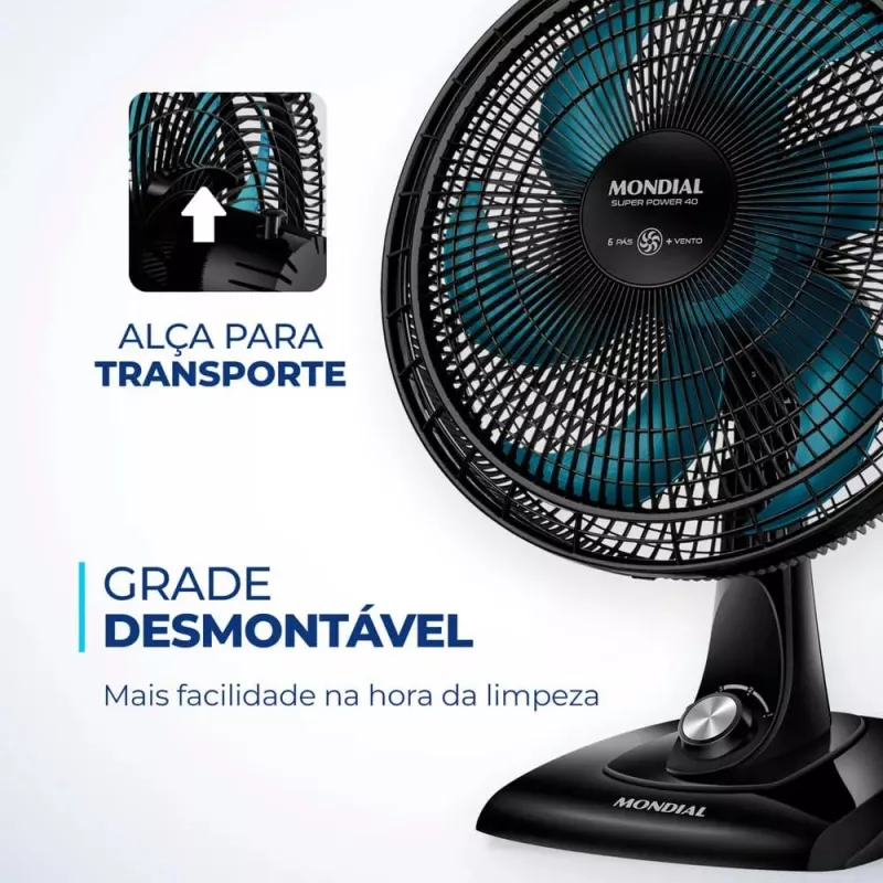 Ventilador Mesa 40cm 140w Super Power Vsp40ap Preto Mondial
